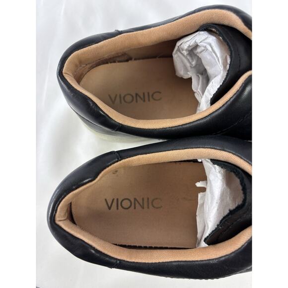 Vionic Splendid Ellis Sneakers Black Leather 7.5 Zip Up Orthotic Arch Support - Picture 7 of 9